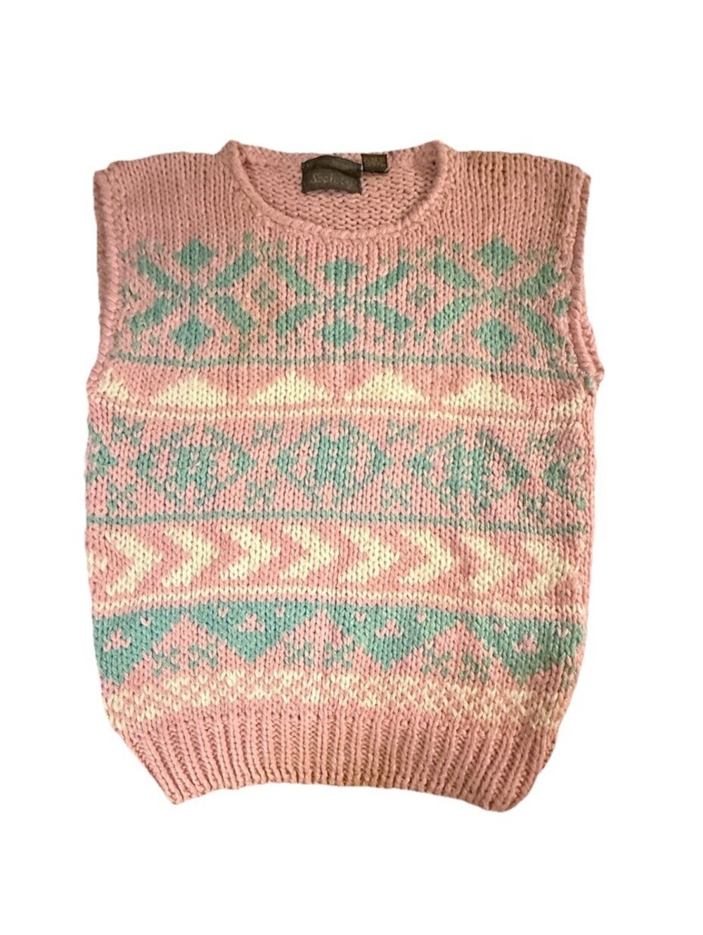 Vintage 70s/80s Society Hand Knit Sweater Vest Cottagecore Large